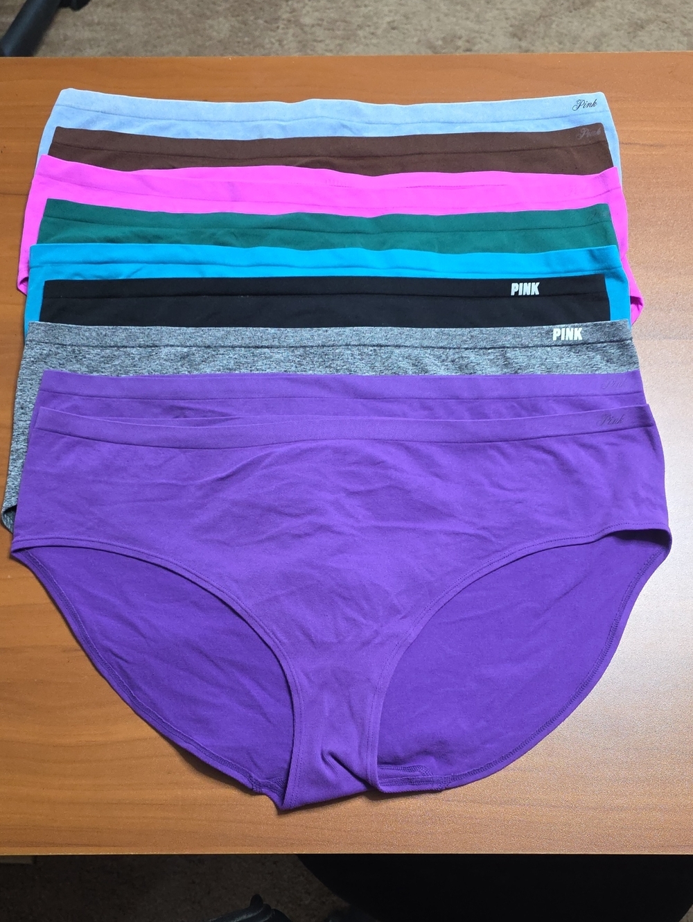 PINK Victoria's Secret Women's Cotton Briefs - Purple (9-Pack)